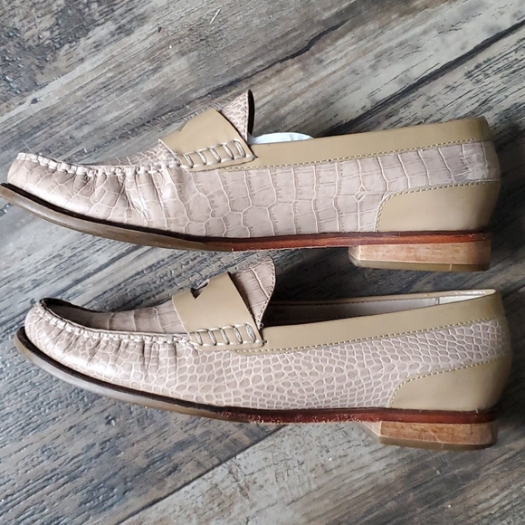 Cole Haan Laurel Maple Sugar Leather Croc Loafers - Picture 12 of 13
